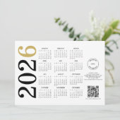Kalender 2026 Business Logo QR Code Gelukkig Nieuw Feestdagenkaart (Staand voorkant)