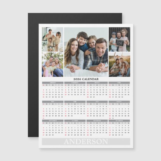 Kalender 2026 - Familiefoto's Magneet Kaart (Voorkant / Achterkant)