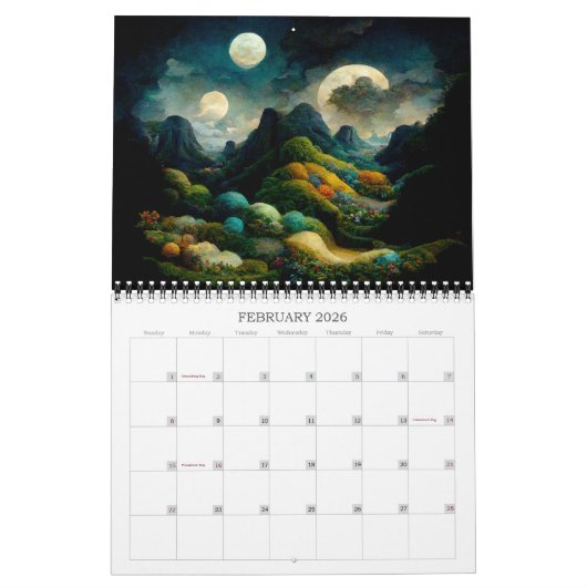 Kalender 2026 grillige landschappen (Feb 2026)