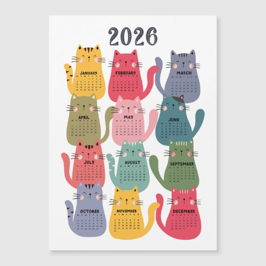Kalender 2026 Kleurrijke Katten (Voorkant)
