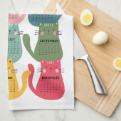 Kalender 2026 Kleurrijke Katten Theedoek (Quarter Fold)