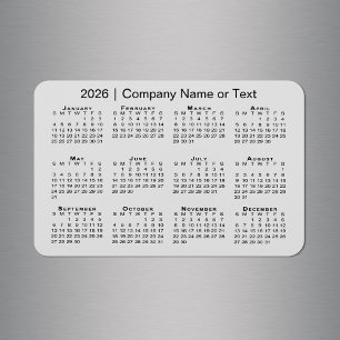 Kalender 2026 met aangepaste tekst grijs magneet