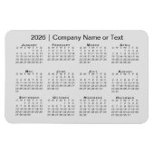 Kalender 2026 met aangepaste tekst grijs magneet (Horizontaal)