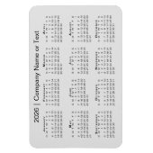 Kalender 2026 met aangepaste tekst grijs magneet (Verticaal)
