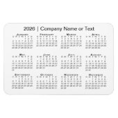 Kalender 2026 met aangepaste tekst wit magneet (Horizontaal)