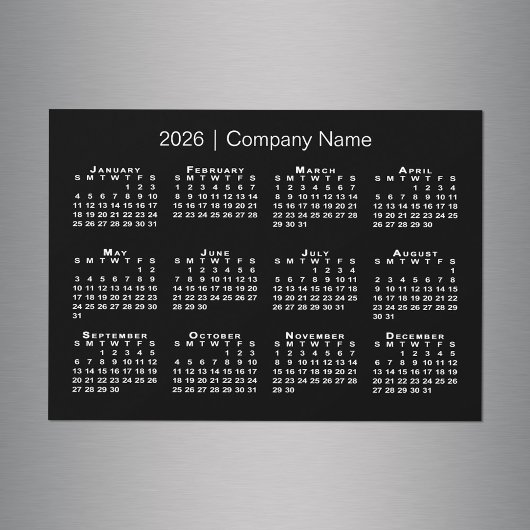 Kalender 2026 met bedrijfsnaam Black Magnet