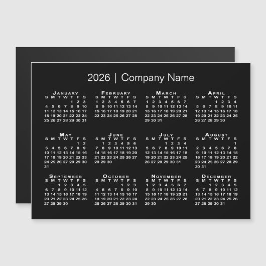Kalender 2026 met bedrijfsnaam Black Magnet (Voorkant / Achterkant)
