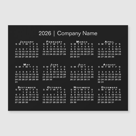 Kalender 2026 met bedrijfsnaam Black Magnet (Voorkant)