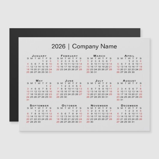 Kalender 2026 met bedrijfsnaam Grey Magnet (Voorkant / Achterkant)