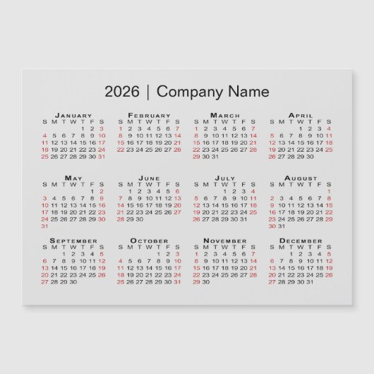 Kalender 2026 met bedrijfsnaam Grey Magnet (Voorkant)