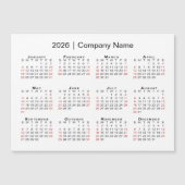 Kalender 2026 met bedrijfsnaam White Magnet (Voorkant)