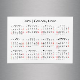 Kalender 2026 met bedrijfsnaam White Magnet