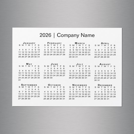 Kalender 2026 met bedrijfsnaam White Magnet