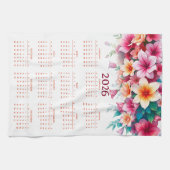 Kalender 2026 met bloemen theedoek (Horizontaal)