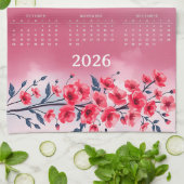 Kalender 2026 met bloemen theedoek (Gevouwen)