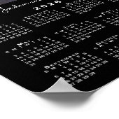 Kalender 2026 met uw foto en naam op zwart poster (Hoek)