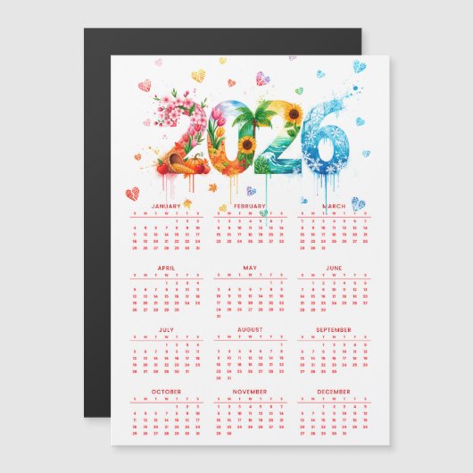 Kalender 2026 met vier seizoenen (Voorkant / Achterkant)