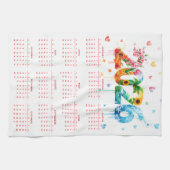 Kalender 2026 met vier seizoenen theedoek (Horizontaal)