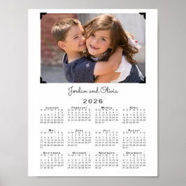 Kalender 2026 Uw foto en naam Wit Poster