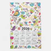 Kalender 2026 Veelkleurige vogels en bloemen Theedoek (Verticaal)