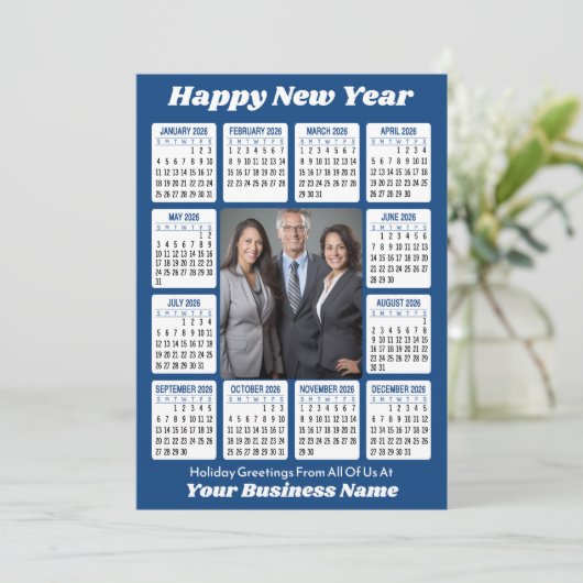 Kalender 2026 - Verticale bedrijfsfoto Feestdagenkaart (Staand voorkant)