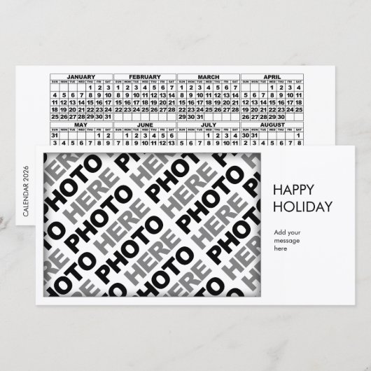 Kalender 2026 Voeg 1 foto toe Eenvoudige Kaart (Voorkant / Achterkant)