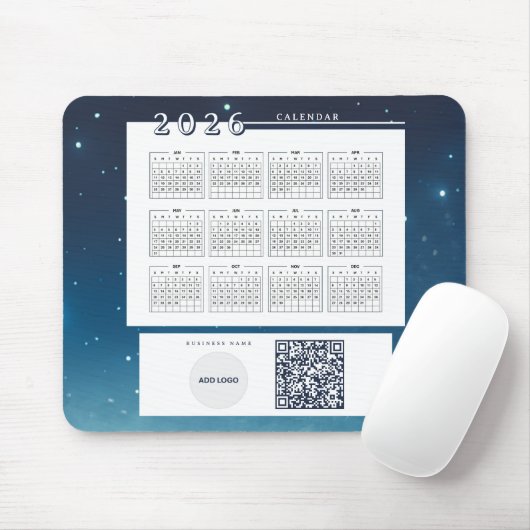 Kalender 2026 Voeg Logo QR-code toe Muismat (Met muis)