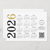 Kalender 2026 Zakelijk Logo QR Code Gelukkig Nieuw Feestdagenkaart (Voorkant / Achterkant)