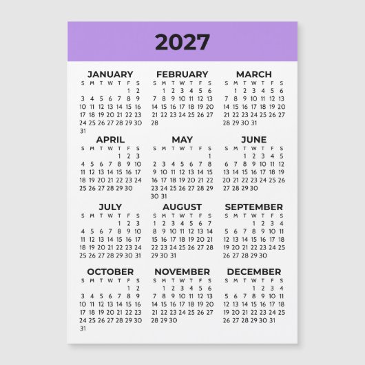 Kalender 2027 Lavendel Magnetisch Overzicht Hele J (Voorkant)