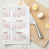 Kalender 2027 met bloemen theedoek (Quarter Fold)