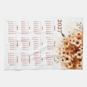 Kalender 2027 met bloemen theedoek (Horizontaal)