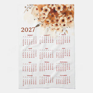Kalender 2027 met bloemen theedoek