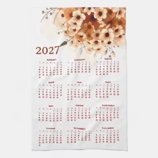 Kalender 2027 met bloemen theedoek