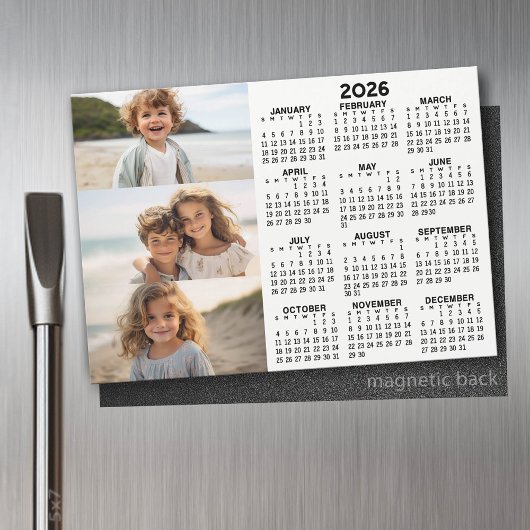 Kalender - 3 foto's - Basic zwart wit magneet