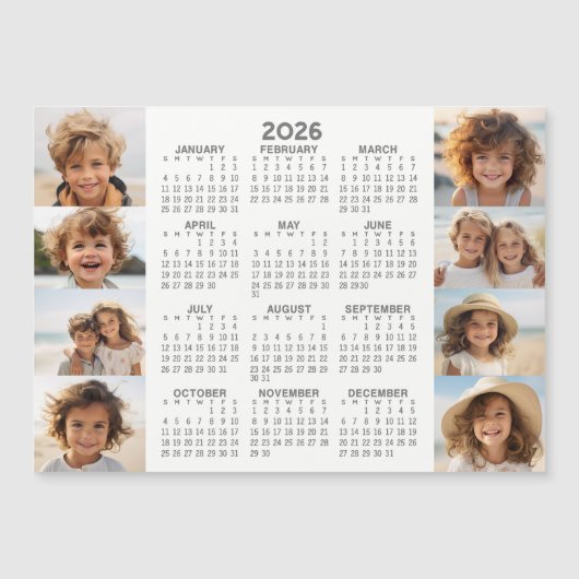 Kalender - 8 foto's - Basic Grey Witte magneet (Voorkant)