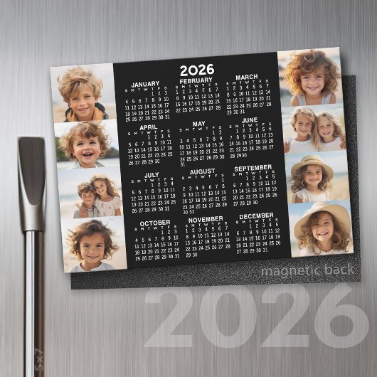 Kalender - 8 foto's - Basic zwart wit magneet