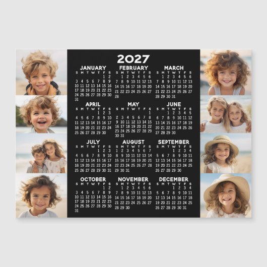 Kalender - 8 foto's - Basis Zwart Wit Magneet (Voorkant)