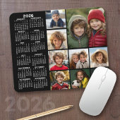 Kalender - 9 foto collage - zwart muismat
