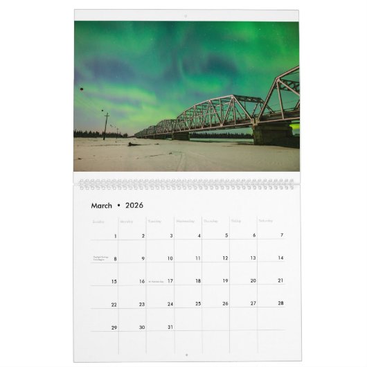 Kalender Alaska Aurora van Fairbanks Aurora Tours (Mar 2026)