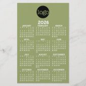 Kalender - Basic Groen Wit Minimal Briefpapier (Voorkant)