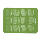 Kalender - Basic Minimal Groen en Wit Modern Magneet (Horizontaal)