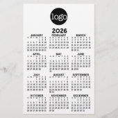 Kalender - Basic Zwart Wit Minimaal Briefpapier (Voorkant)