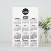 Kalender - Basic Zwart Wit Minimaal Briefpapier (Staand voorkant)