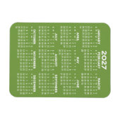 Kalender - Basis Minimaal Groen en Wit Modern Magneet (Horizontaal)