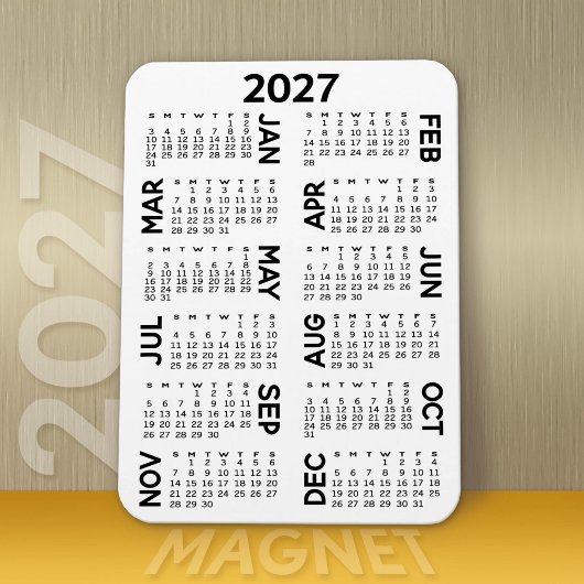 Kalender - Basis Minimaal Zwart en Wit Magneet