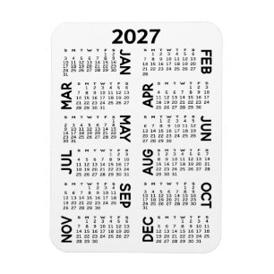 Kalender - Basis Minimaal Zwart en Wit Magneet