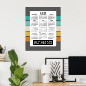Kalender - Basis Zwart Wit Minimaal Poster (Thuiskantoor)