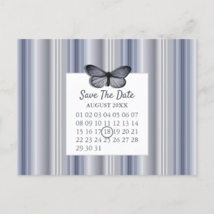 Kalender Bewaar de datum Blue Silver Butterfly Aankondigingskaart