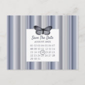 Kalender Bewaar de datum Blue Silver Butterfly Aankondigingskaart (Voorkant)