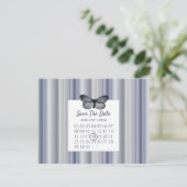 Kalender Bewaar de datum Blue Silver Butterfly Aankondigingskaart (Staand voorkant)